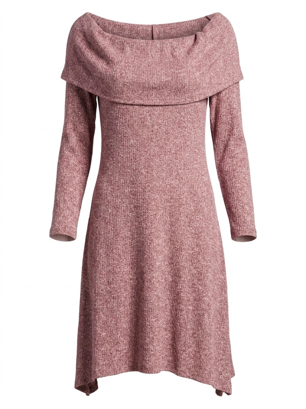 Elegant Long Sleeve Mauve Knit Dress